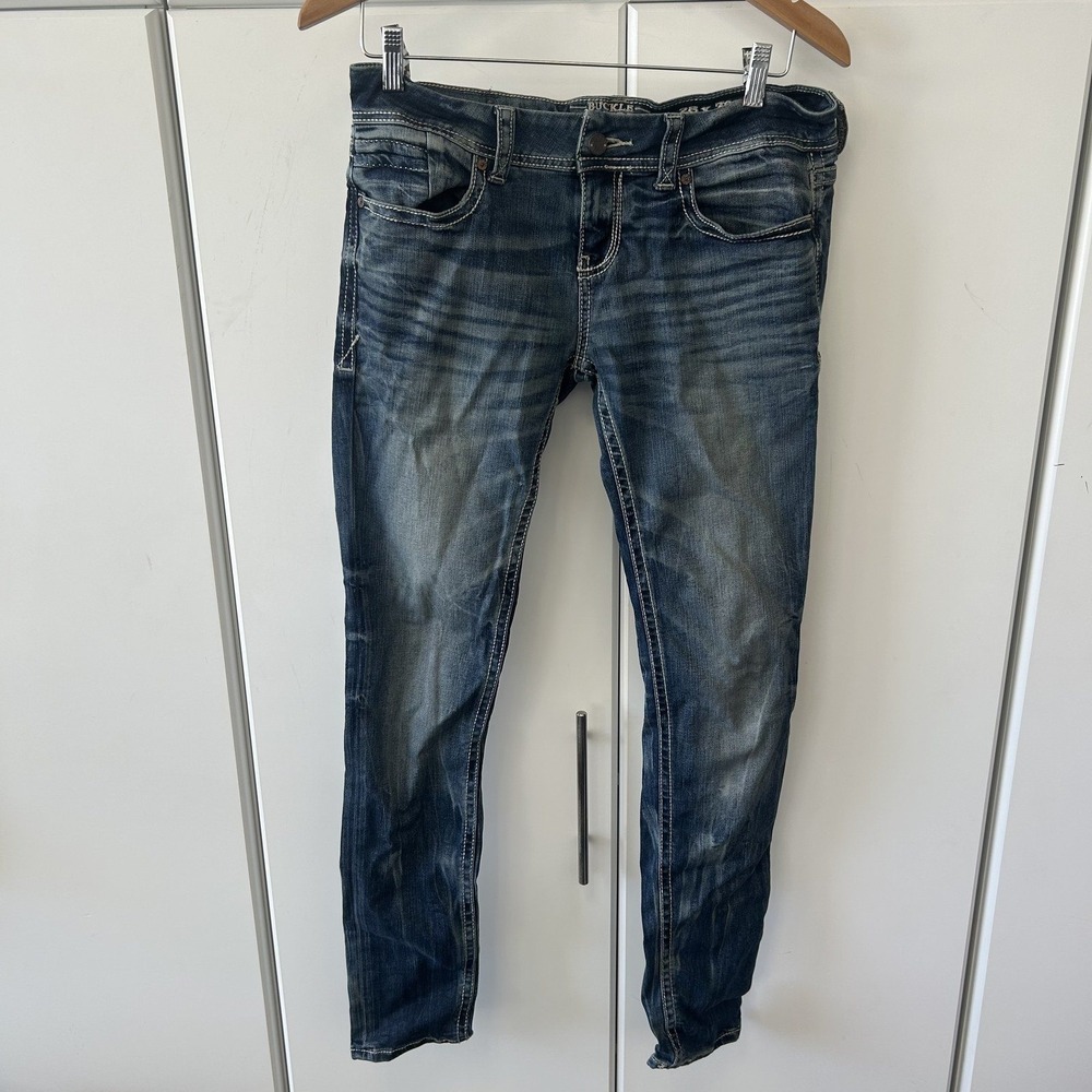 Buckle Black No. 53 Skinny Jeans Mens 28x32 Medium Wash Distressed Denim